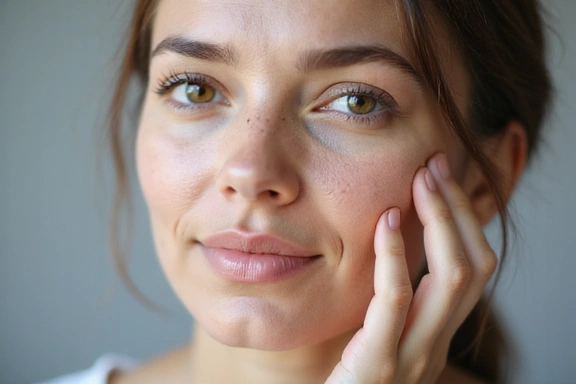Woman analyzing her skin type